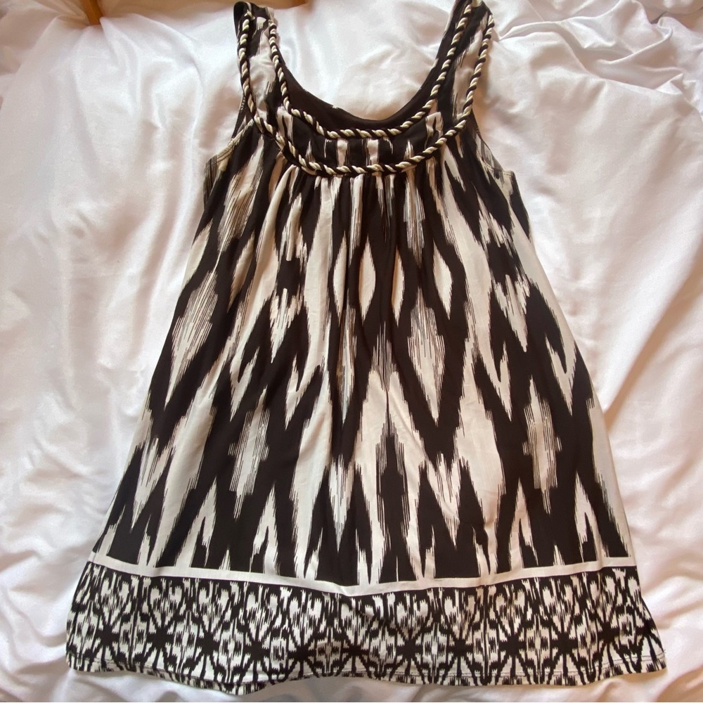Brown and White Y2K Scoop Neck Tank